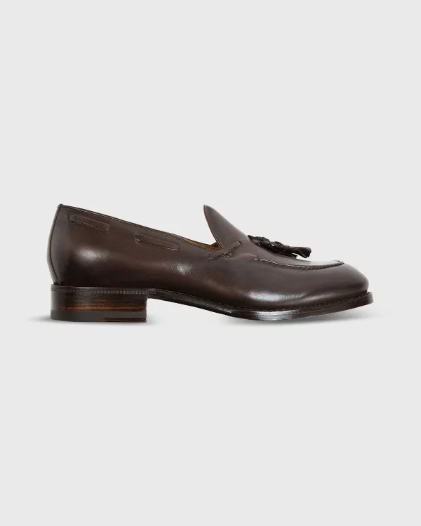 Clearance Sid Mashburn Italian Tassel Loafer Dark Brown Calfskin