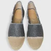 Sale Castañer Kampala Flat Espadrille Metallic Silver Canvas