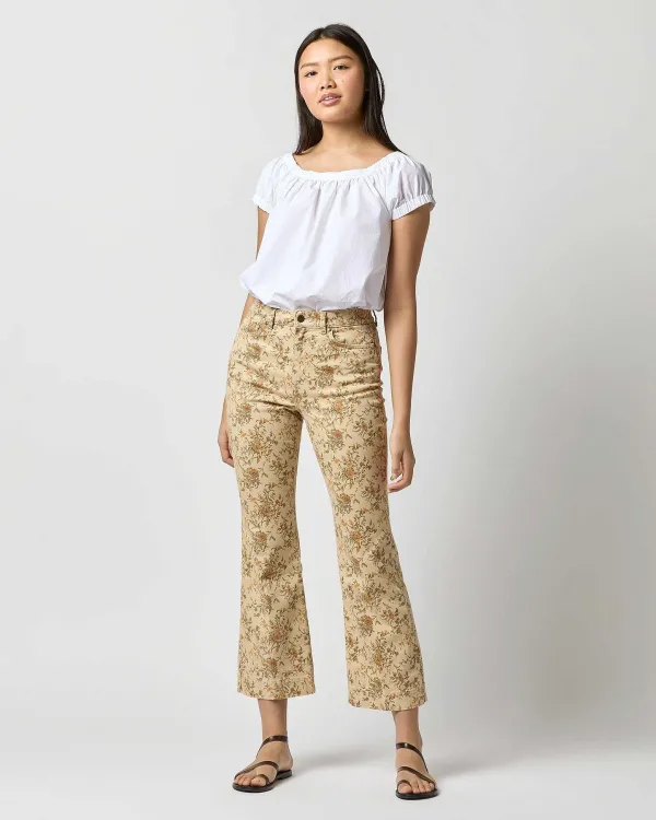 Shop Ann Mashburn Kendall Flare 5-Pocket Jean Natural/Marigold Floral Stretch Twill