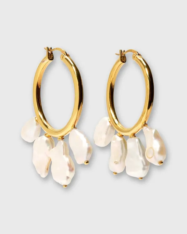 Cheap Lizzie Fortunato Keshi Cool Hoop Earrings White