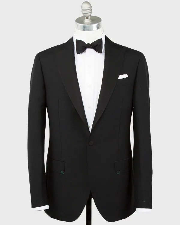 Clearance Sid Mashburn Kincaid No. 3 Peak Lapel Tuxedo Black Wool Mohair With Silk Grosgrain Trim