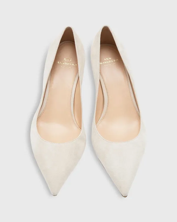 Outlet Ann Mashburn Kitten Heel Pointed-Toe Pump Light Sand Suede