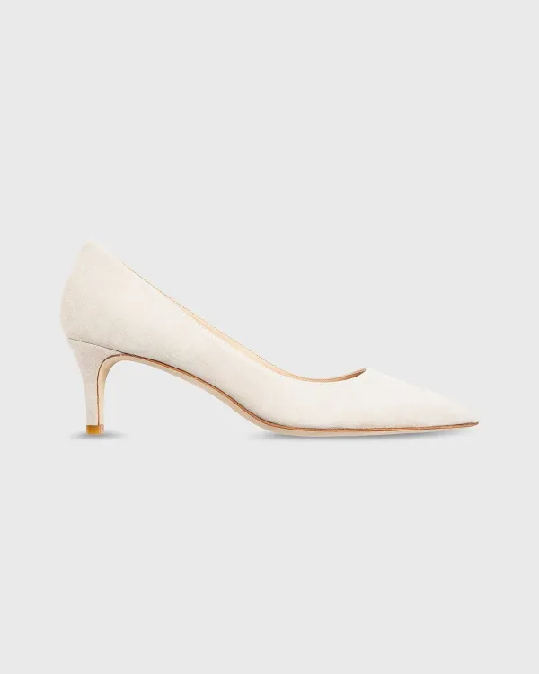 Outlet Ann Mashburn Kitten Heel Pointed-Toe Pump Light Sand Suede