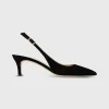 Online Ann Mashburn Kitten Heel Slingback Black Suede