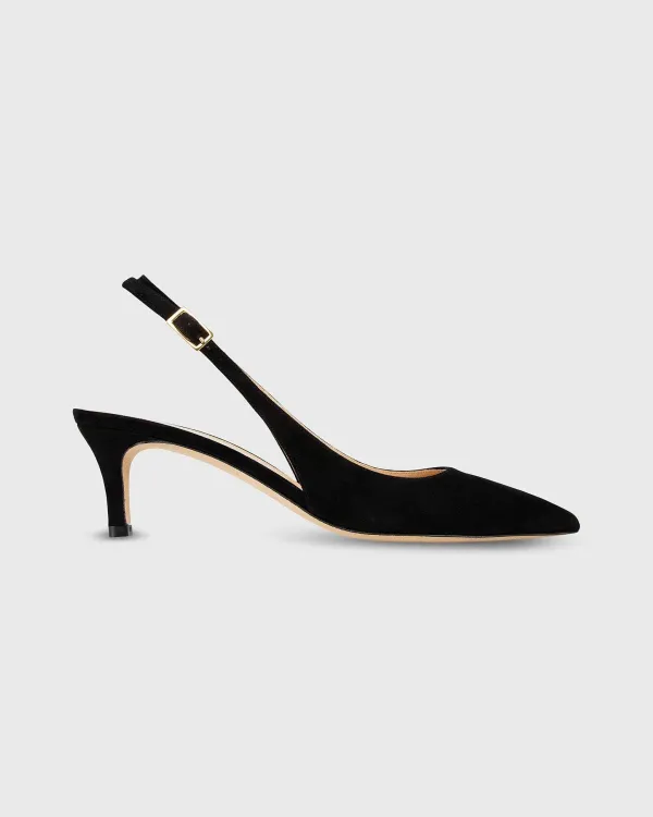 Online Ann Mashburn Kitten Heel Slingback Black Suede