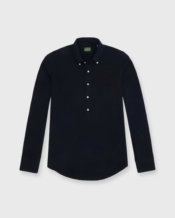 Online Sid Mashburn Knit Button-Down Popover Shirt Navy Pique