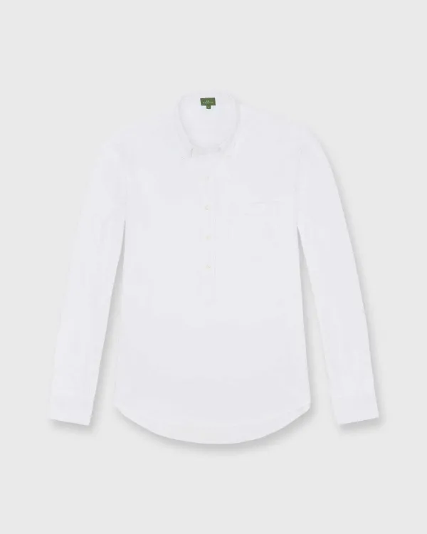 Clearance Sid Mashburn Knit Button-Down Popover Shirt White Pima Pique