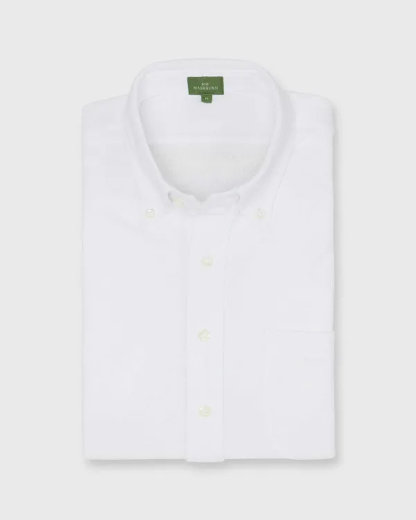 Clearance Sid Mashburn Knit Button-Down Popover Shirt White Pima Pique