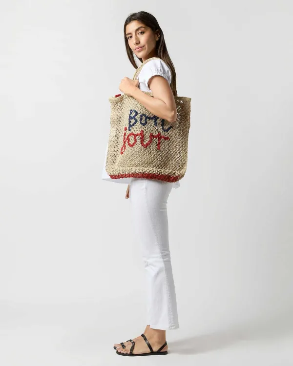 Outlet the Jacksons Large Bon Jour Tote Natural/Blue/Red