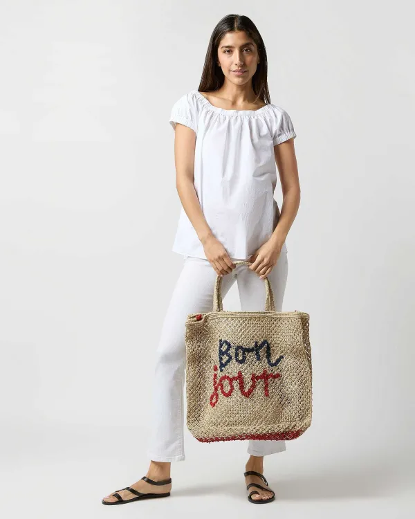 Outlet the Jacksons Large Bon Jour Tote Natural/Blue/Red