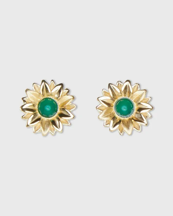 Clearance Of Rare Origin Limoncello Micro Earrings Gold/Jade