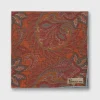 New Petronius Linen Print Pocket Square Brick/Sienna Paisley