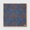 Sale Petronius Linen Print Pocket Square Blue/Brick Paisley