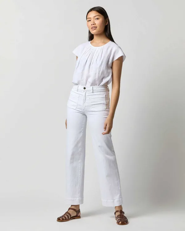 Best Sale Ann Mashburn Lisette Top White Sahara Linen