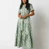 New La DoubleJ Long & Sassy Dress Mint Fans Silk Twill