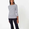 Cheap Ann Mashburn Long-Sleeved Boatneck Tee White/Navy Stripe Compact Jersey