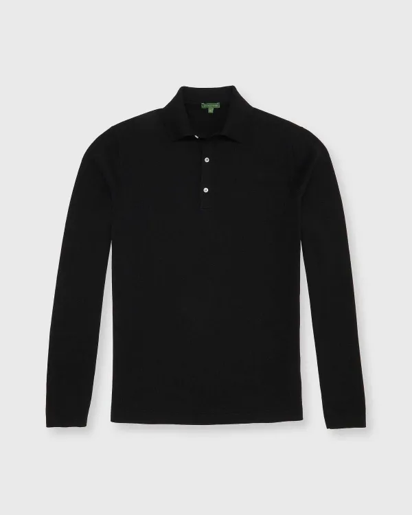 Best Sid Mashburn Long-Sleeved Rally Polo Sweater Black Cotton