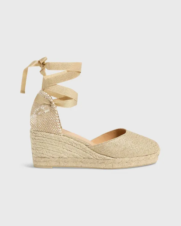 Fashion Castañer Low Carina Espadrille Metallic Gold Canvas