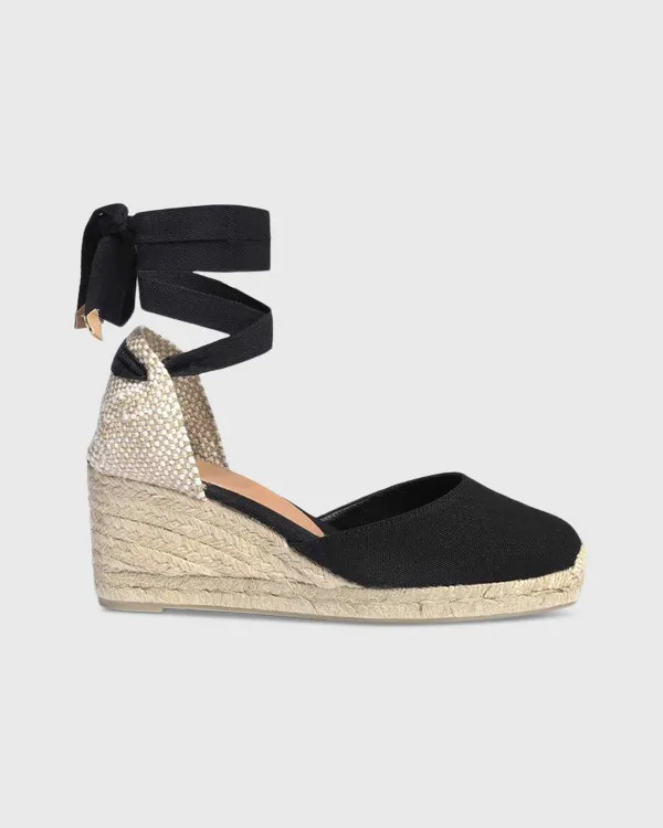 Outlet Castañer Low Carina Espadrille Black Canvas