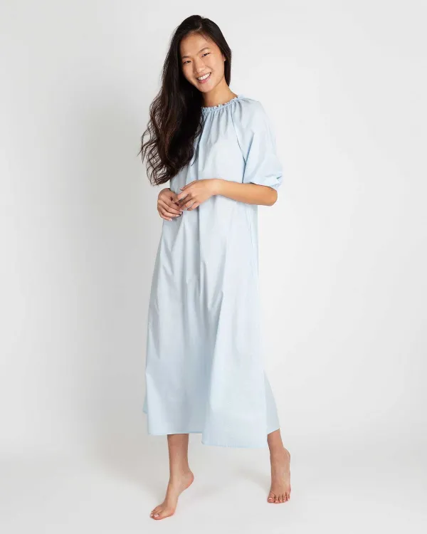 Cheap Ann Mashburn Lucy Nightdress Pale Blue Cotton Lawn