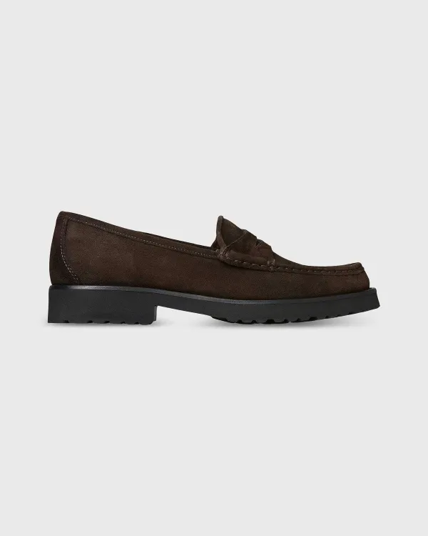 Hot Ann Mashburn Lug Sole Loafer Chocolate Suede