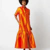 Shop Ann Mashburn Manon Dress Tangerine Silk Shantung