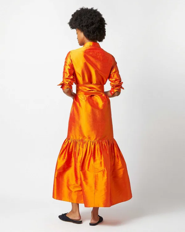 Shop Ann Mashburn Manon Dress Tangerine Silk Shantung