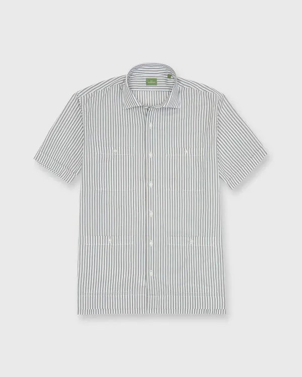 Sale Sid Mashburn Marquez Shirt Smoke/Seaglass Double Stripe Poplin