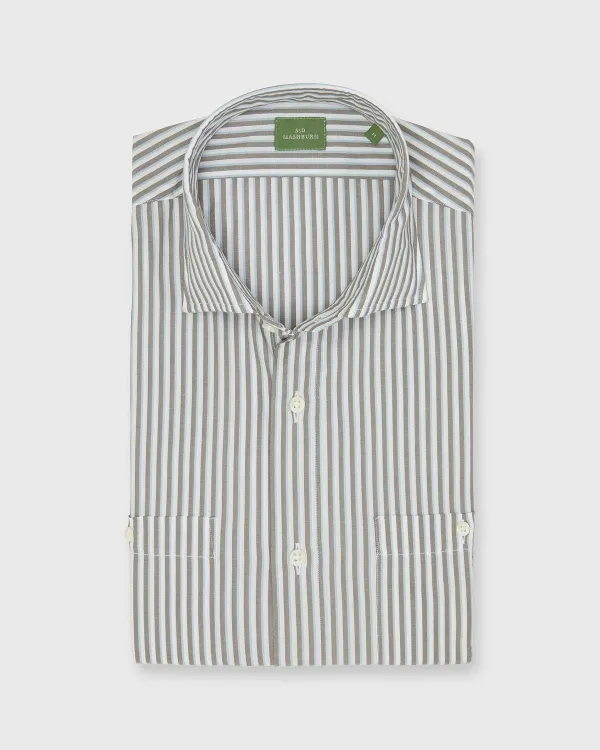 Sale Sid Mashburn Marquez Shirt Smoke/Seaglass Double Stripe Poplin