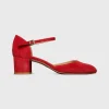 Best Sale Ann Mashburn Mary Jane Block Heel Red Suede