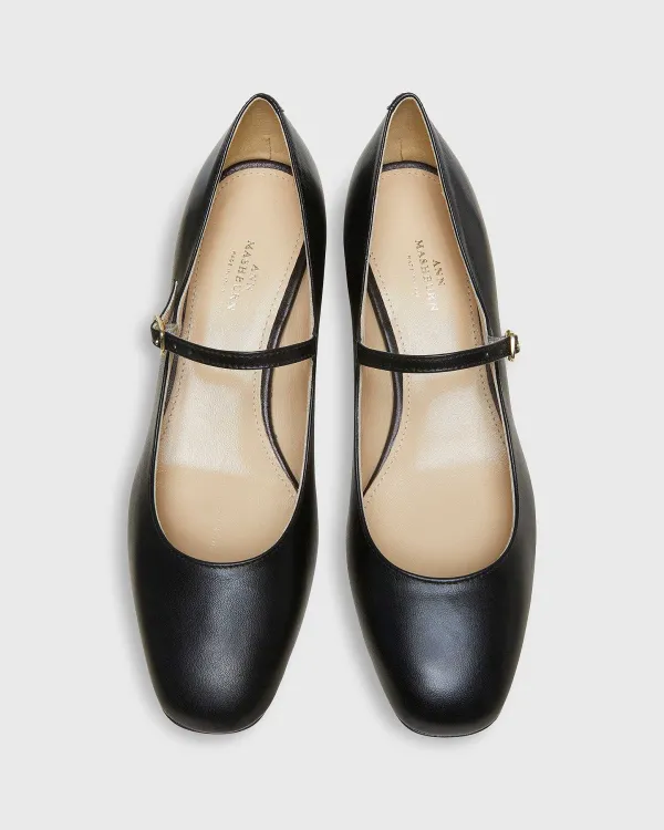 Clearance Ann Mashburn Mary Jane Pump Black Leather