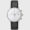 New Junghans Max Bill Chronoscope Watch Silver Dial/Black Strap