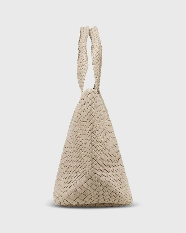 Cheap Ann Mashburn Mercato Handwoven Tote Beige Leather