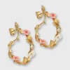 Fashion Of Rare Origin Mini Flower Whirl Earrings Gold/Pink/Mother Of Pearl