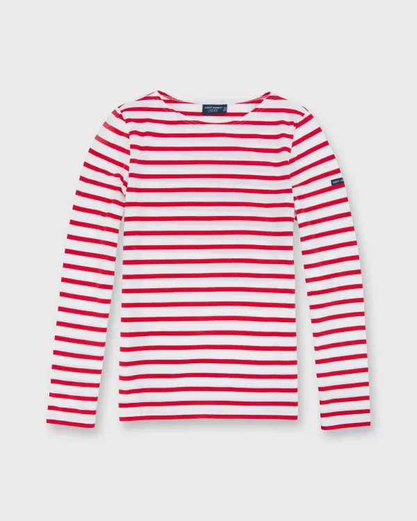 Cheap Saint James Modern Minquiers Tee Neige/Tulip Stripe