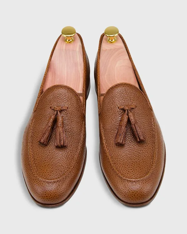 Fashion Sid Mashburn Nassau Tassel Loafer Tobacco Pebble Grain Leather