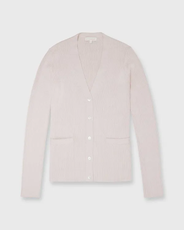 Hot Ann Mashburn Nia Long-Sleeved Ribbed Cardigan Blush Cotton/Silk