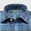 Shop Sid Mashburn Otto Handmade Sport Shirt Slate/Olive/Oat Brushed Plaid Flannel