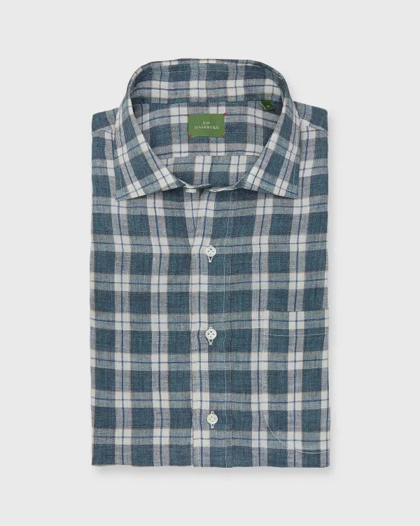 Best Sale Sid Mashburn Otto Handmade Sport Shirt Lovat/Stone/Navy Plaid Linen