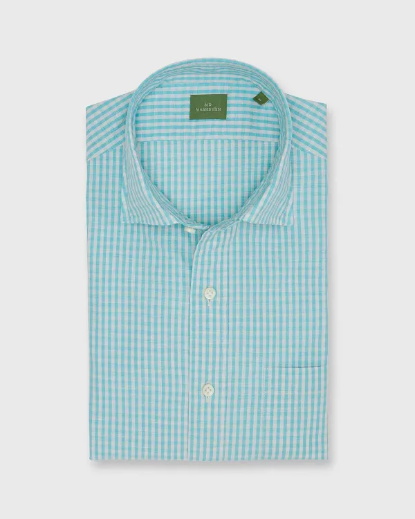 Cheap Sid Mashburn Otto Handmade Sport Shirt Surf/Bone Gingham Chambray