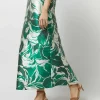 Online Ann Mashburn Paige Maxi Dress Green Watercolor Leaf Mikado