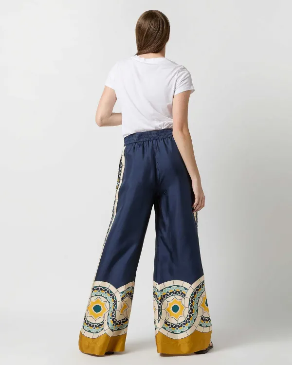 Outlet La DoubleJ Palazzo Pant Blue Mudejar Plac E Silk Twill