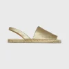 Sale Castañer Paulina Flat Metallic Gold Leather