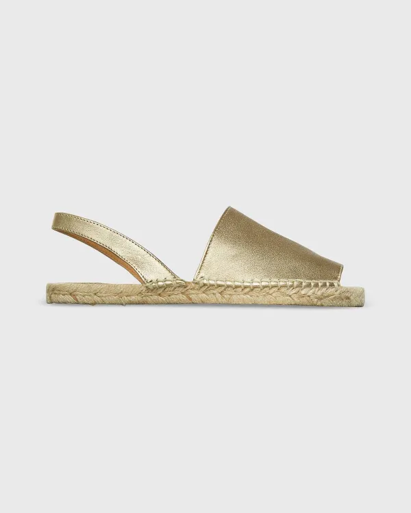 Sale Castañer Paulina Flat Metallic Gold Leather