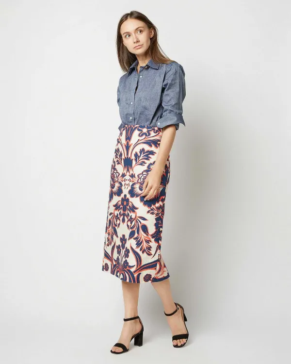 New La DoubleJ Pencil Skirt Va-Va Shot Cotton