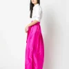 Fashion Ann Mashburn Pleated Wrap Skirt Magenta Silk Shantung