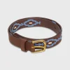 Online Sid Mashburn 1 1/8" Polo Belt Blue/Bone Medium Brown Leather