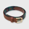 Sale Sid Mashburn 1 1/8" Polo Belt Green/Navy Medium Brown Leather