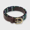 Flash Sale Sid Mashburn 1 1/8" Polo Belt Green/Navy/Bone Chocolate Leather