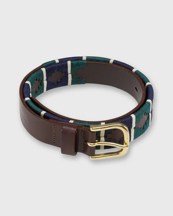 Flash Sale Sid Mashburn 1 1/8" Polo Belt Green/Navy/Bone Chocolate Leather